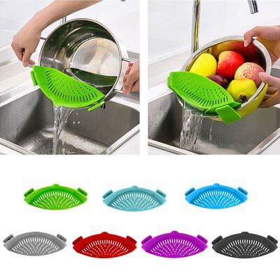 Silicone Colanders Kitchen On Pot Strainer Drainer Drainin