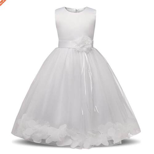 White Lace Flower Girls Wedding Dress Formal Ceremonies Dres