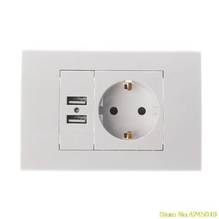 Wall Power Socket Plug 16A EU Electrical Outlet 1000mA Dual