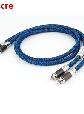Pair X404 OCC Copper Silver Plated RCA Cable With Carbon Fib