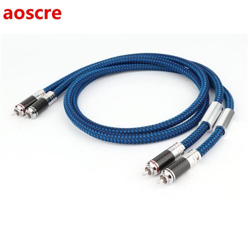 Pair X404 OCC Copper Silver Plated RCA Cable With Carbon Fib