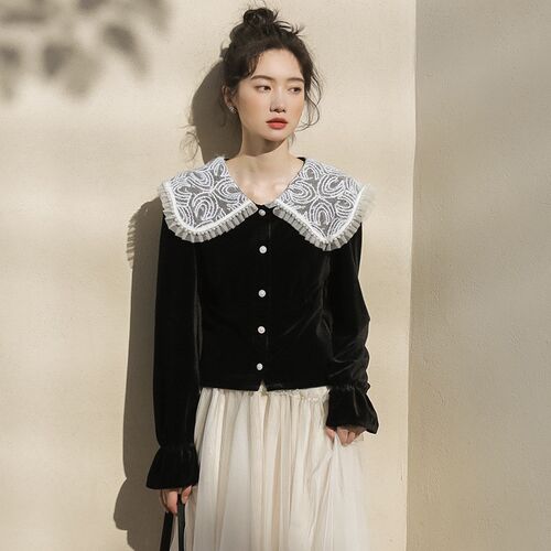 French retro temperament long sleeve shirt female tide