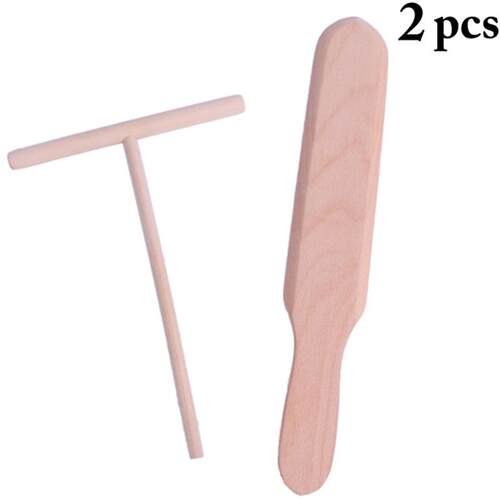 2pcs Pancake Tools Cooking Utensils Wooden Crepe Tools Spatu
