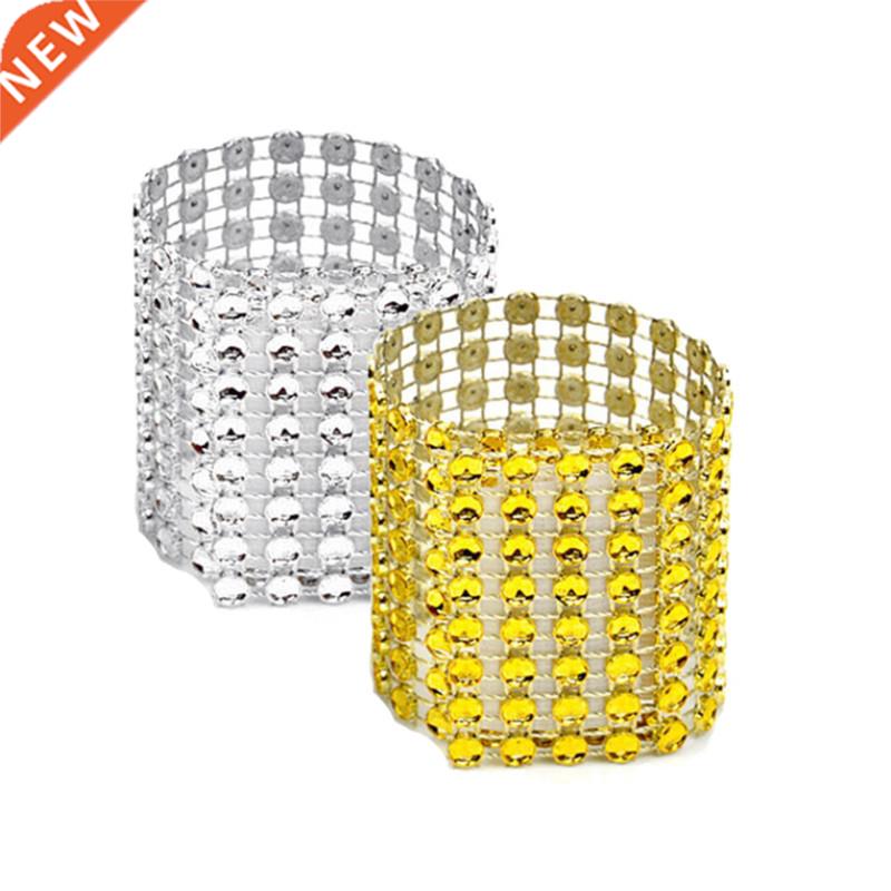 10pcs Napkin Buckle Hollow 8 Row Net Diamond Napkin Ring Cha