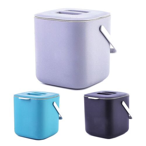 Plastic Kitchen Food Waste Trash Can Compost with Drainer Ru