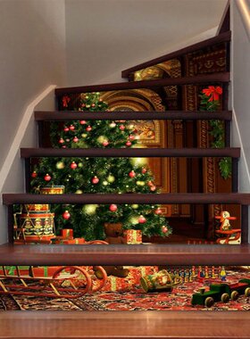 6 Pieces/set Staircase Stickers 3D Visual Christmas Tree Sta
