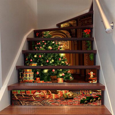 6 Pieces/set Staircase Stickers 3D Visual Christmas Tree Sta