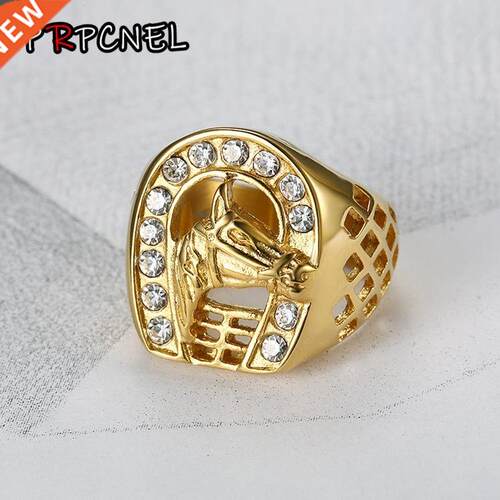 Horse Head Ring with Zircon Male Ring Fashion Jewelry High