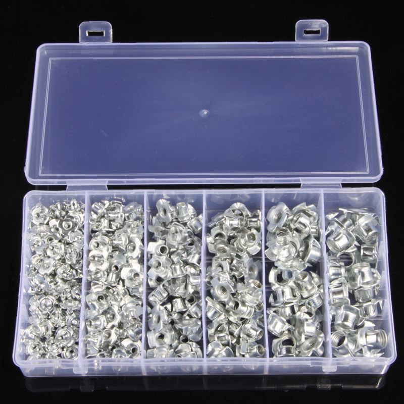 245PCS Zinc Plated Four Pronged T Nuts M3/M4/M5/M6/M8/M10 B