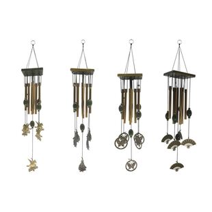 Wood Square Block Metal Aluminum Tube Wind Chime Vintage Win