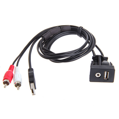 Car Boat Mot 1 Meters Length USB 2 RCA To 3.5mm Female Flush