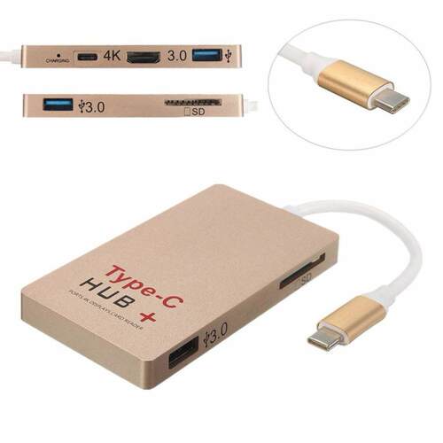E5 6-Ports Usb 3.1 type c HUB SD Card Reader U-disk 4K HDTV