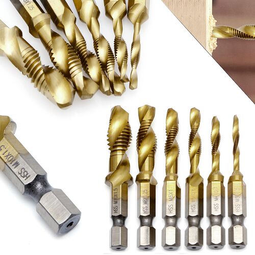 1 PC HSS Hex Shank Titanium Plated Hand Screw Thread Metric