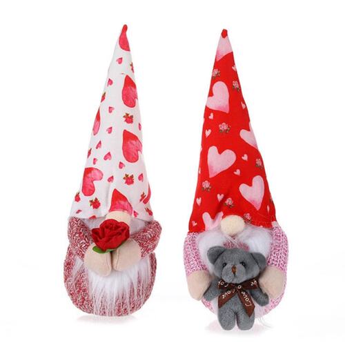 Valentines Day Gnome Plush Rose Flower Scandinavian Tomte El
