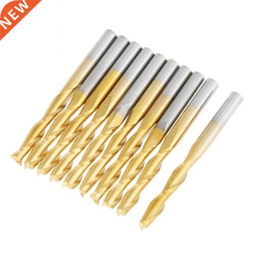 10pcs Titanium Coated Double Flute End Mill 3.175mm(1/8in) S