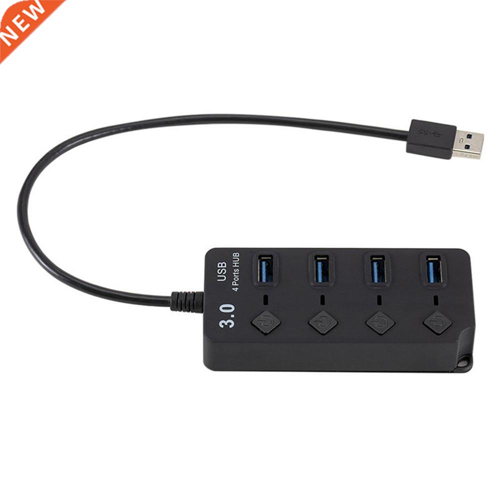 4-Port USB 3.0 Hub With Led Switch 1-Foot Cable Multiport US