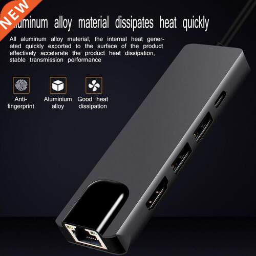 Type-C Hub Aluminum Alloy USB 2.0 PD HDMI Network Port Lapto