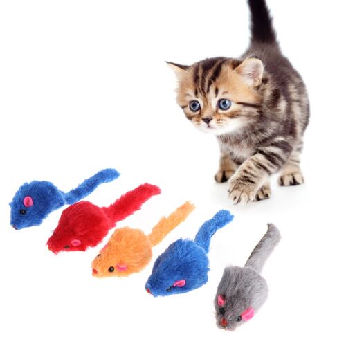 5 Pcs Toys False Mouse Plush Soft Colorful Kitten Pets Funny