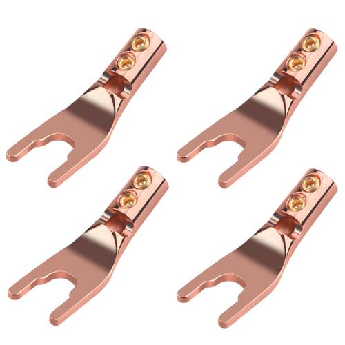 4Pcs Hifi Audio Speaker Cable Connector Red Copper Rhodium &