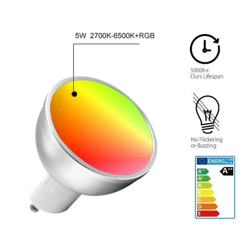Smart Bulb WiFi GU10 RGBW 5W Led Dimmable Compatible With