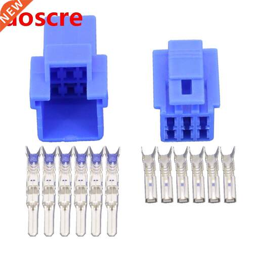 6 Pin light yellow blue random plug-in car connector with te