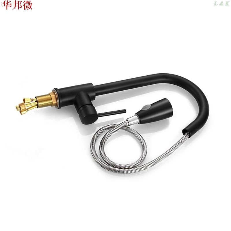 Copper Kitchen Faucet Sink Hot and Cold Rotatable Black Fauc