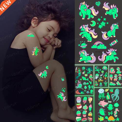 Luminous Night Tattoo Stickers For Children Unicorn Stars Te