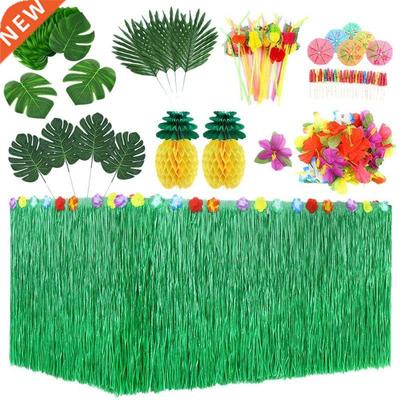 107 Pcs Tropical Party Decoration Set with Hawaiian Table Sk