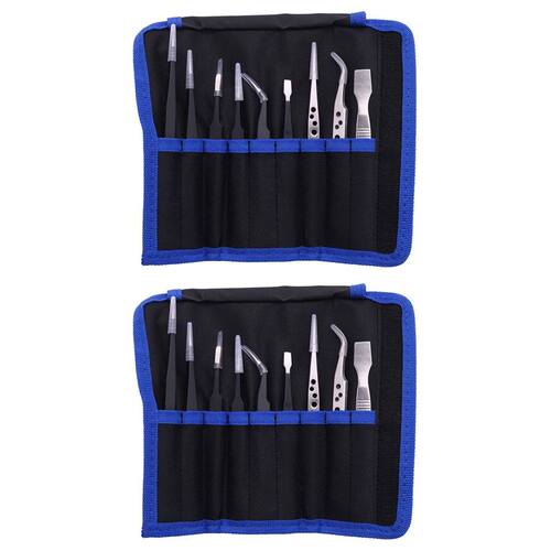 18 Pcs Tweezers Set Stainless Steel Anti-Static Precision Tw