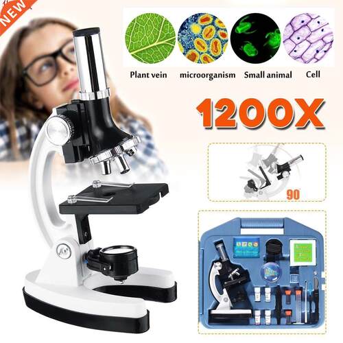 Zeast 00/600/1200X Student	s Microscope Kit Lab LED Home