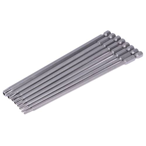 100mm Long 1/4 Inch Hex Shank Torx Set 8 Sizes T8 T10 T15 T2