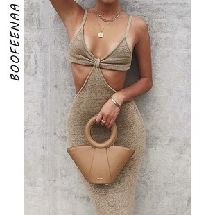 BOOFEENAA Vacation Knitted Maxi Dresses for Women Summer 202
