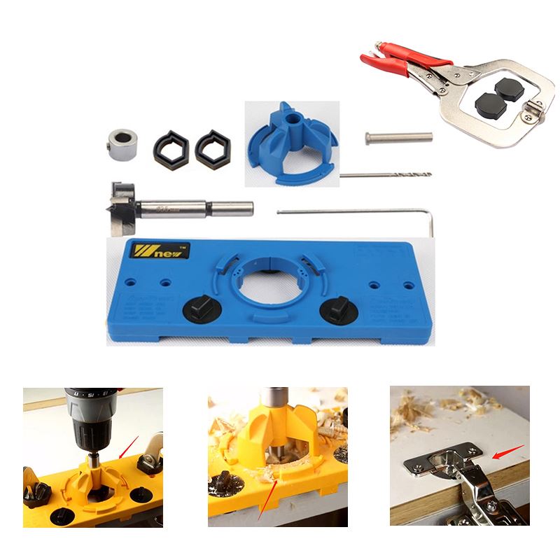 35mm Cup Style Hinge Boring Jig Drill Guide Set Door Hole Te