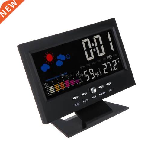 For LCD Hygrometer Alarm Clock Calendar Colorful Display Sou