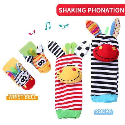 2 Pcs Cartoon Baby Rattles Toy Plush Stuffed Animal Model Ha