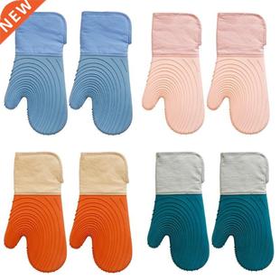 Kitchen Silicone Oven Mitts Water-proof Non-Slip Potholder f