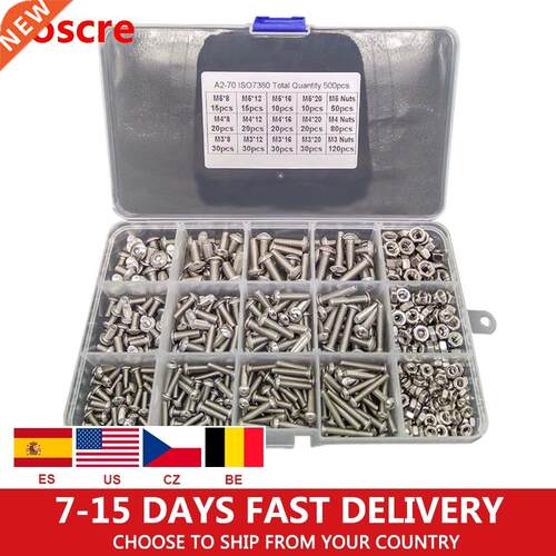 500pcs/Set M3 M4 M5 Stainless Steel 304 Hexagon Socket Head