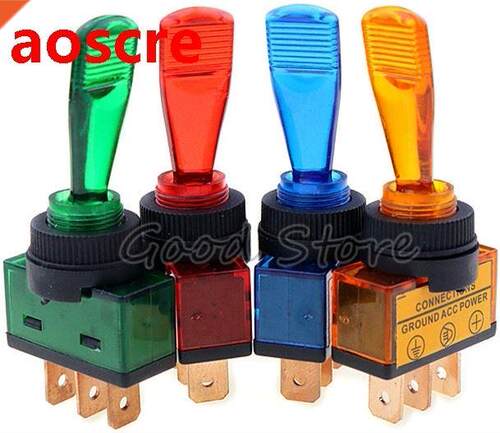 1PCS Automotive Toggle Switch 3 Pin ON-OFF with lamp DC12V 2