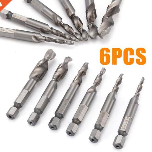 6pcs HSS 1/4		Hex Taps Drill Bits Set Screw Thread Dri