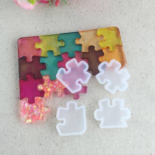 4pcs/set Wholesale Puzzle Piece Gemstone Crystal Epoxy Resin