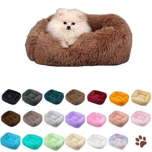 Pet Beds Long Plush Dog Bed Square Solid Color Puppy Beds Ma
