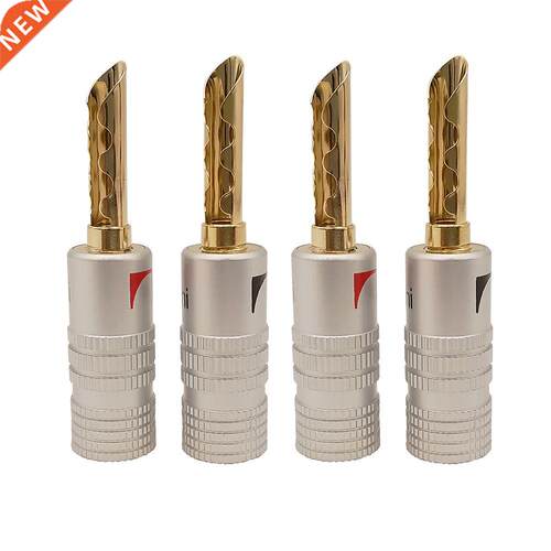 4Pcs/lot Banana Connector Serrated Tooth Brass Gold plated 4