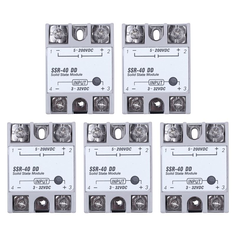 5X Single Phase Solid State Relay DC-DC SSR-40DD 40A DC3-32V