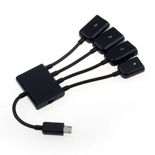 E5 Black 4 Port Micro USB Power Charging OTG HUB Cable For S