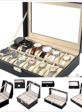 2/3/6/12 Slot Leather Watch Storage Box Case Show Manager St