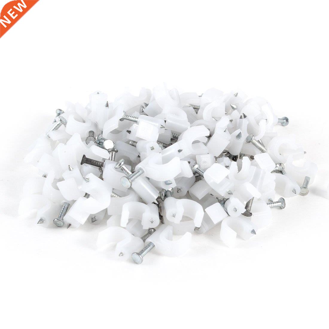 200 Pcs 5mm Diameter Electric Cable Plastic Circle Nail Clip