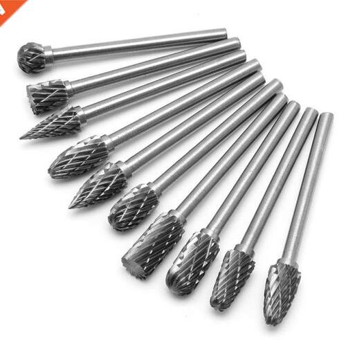 10Pcs 1/8 6mm Tungsten Caride Cutter Rotary urr Set CNC E