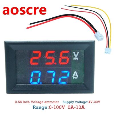 Mini Digital Voltmeter Ammeter DC 100V 10A Panel Amp Volt Vo