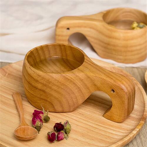New Chinese Portable Wood Coffee Mug Rubber Wooden Tea Milk