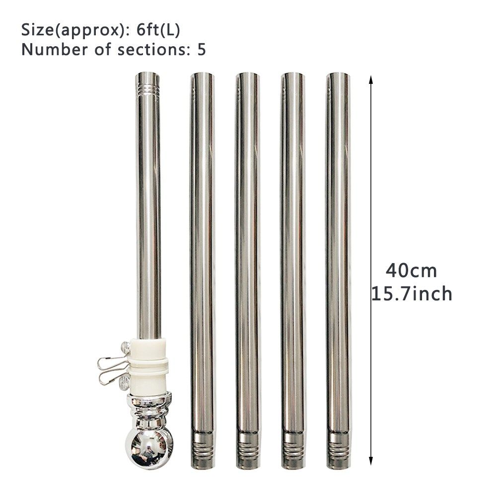 6ft 5 sections flag pole backyard detachable durable rustpro